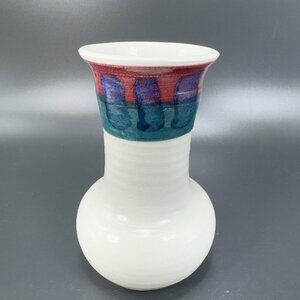 Vintage Hand Made Stoneware Pottery Vase Vessel Artist Signed Hand Glazed VTG